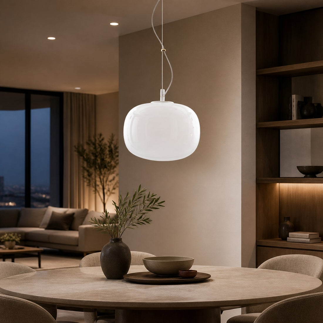 Lumivelle Minimalist Glass Pendant – Adjustable Height Dimmable Design