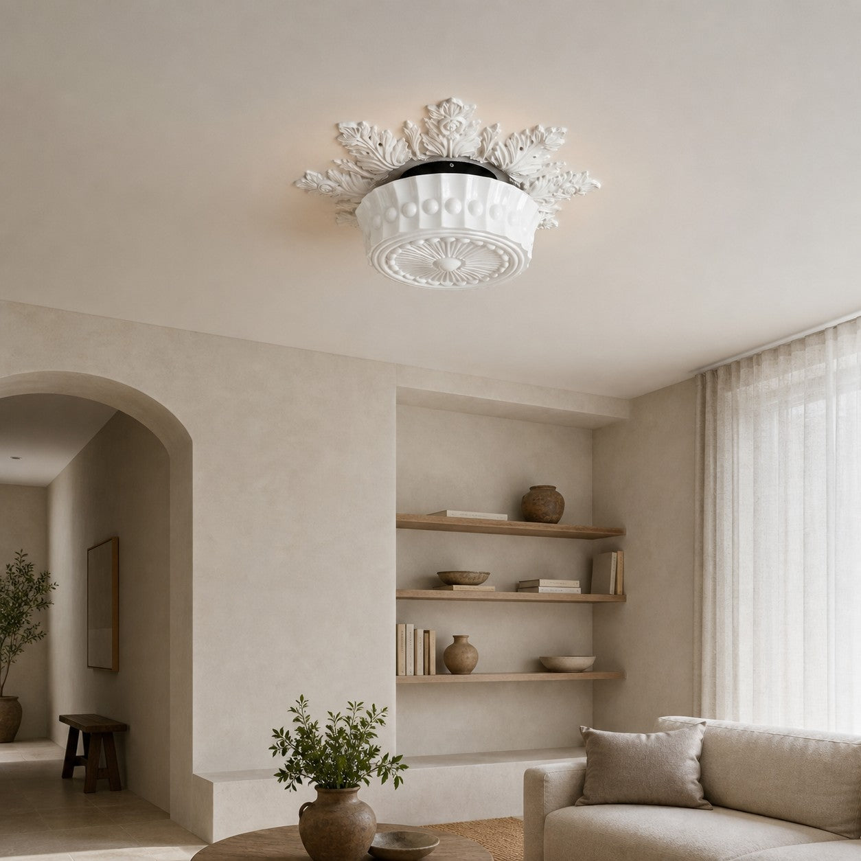 Rigidus Curved Ceiling Light - Minimalist Glass for Living Rooms and Hallways