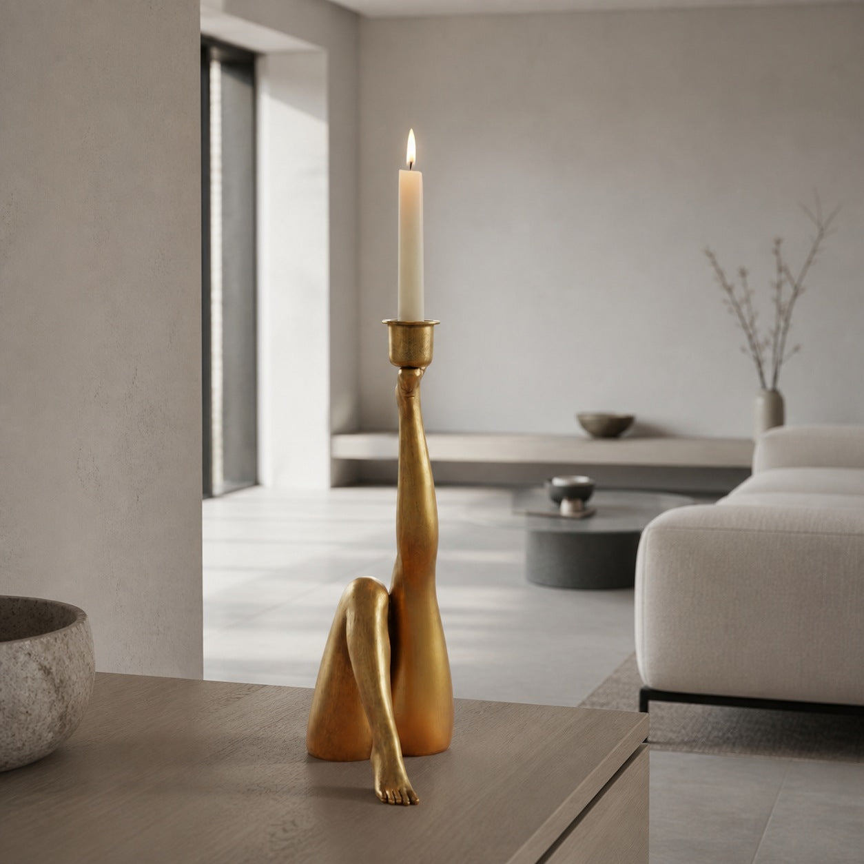 Kickra Modern Designer Candle Holder with Gold Leg-Inspired Base U22