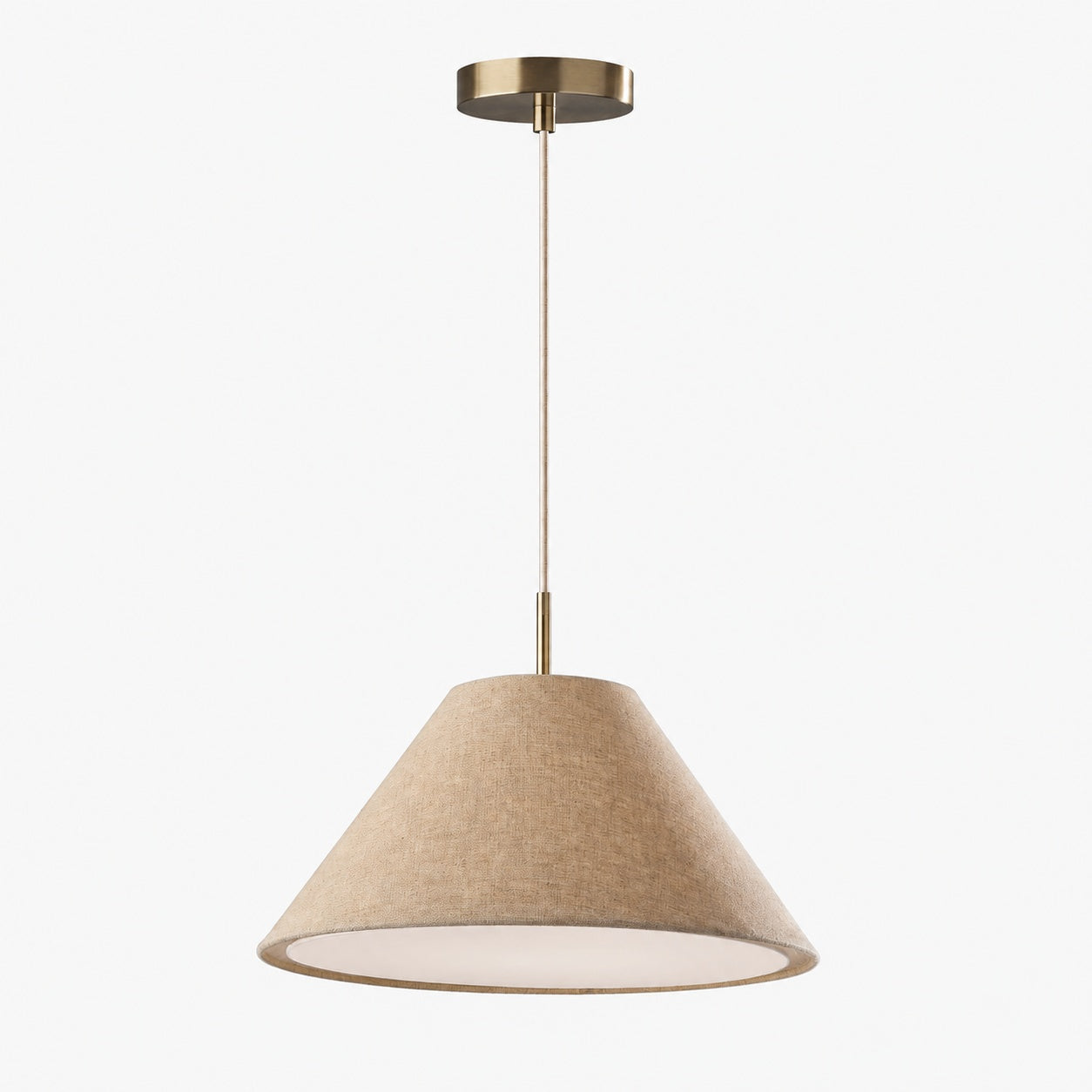 Lorvion Linen Drum Shade Flush Mount & Pendant - Antique Brass Ceiling Light