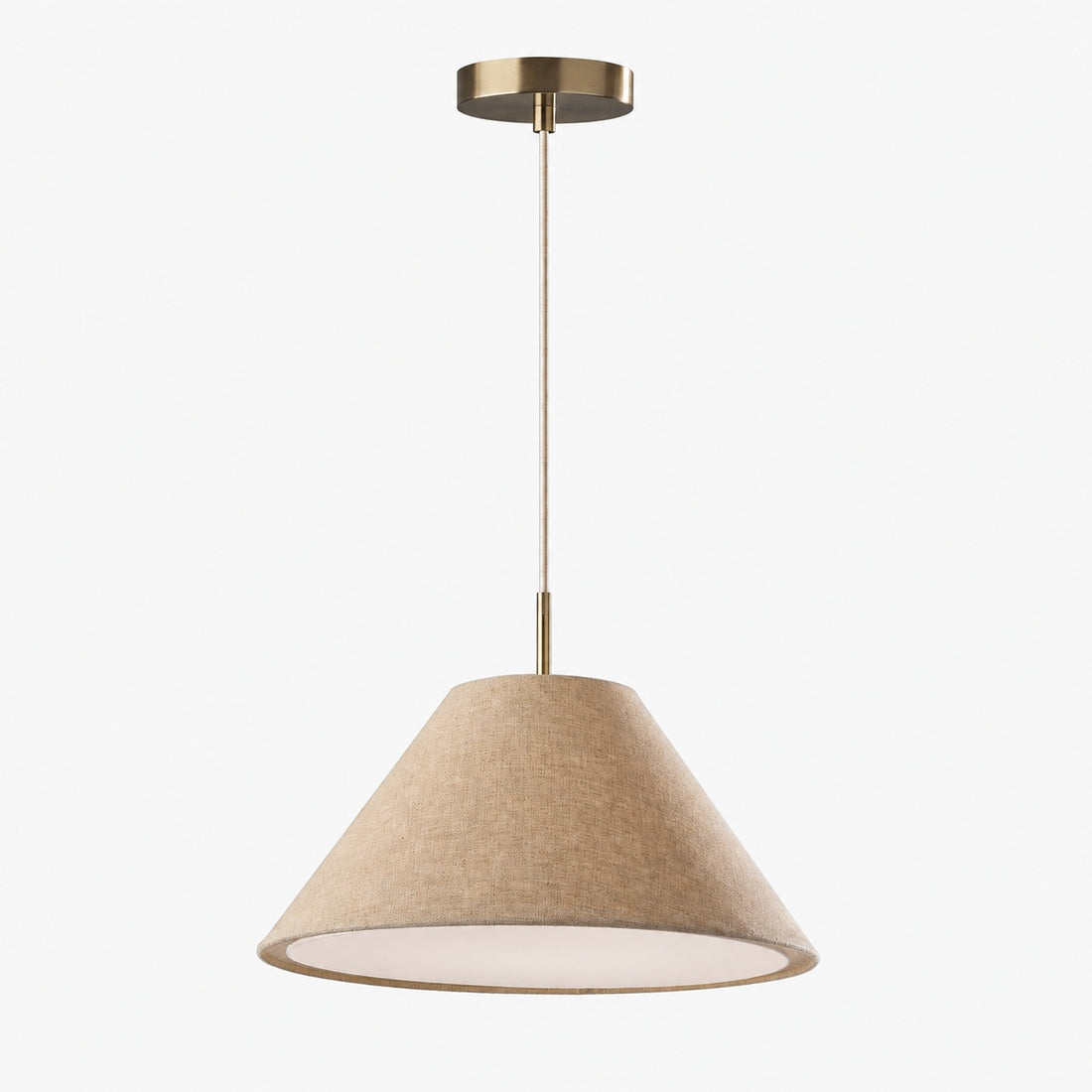 Lorvion Linen Drum Shade Flush Mount & Pendant - Antique Brass Ceiling Light