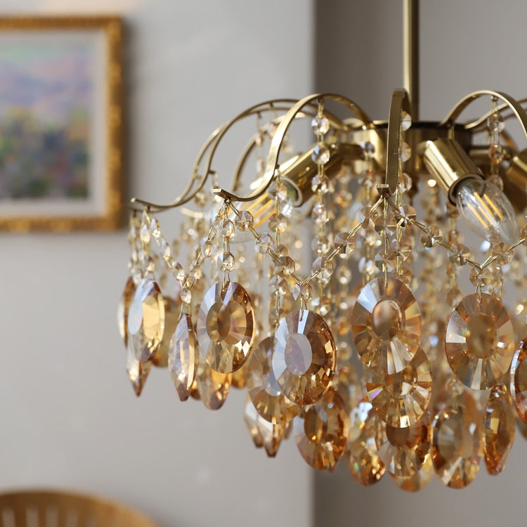 Vintage Sumptuous Teardrop Crystal Chandelier