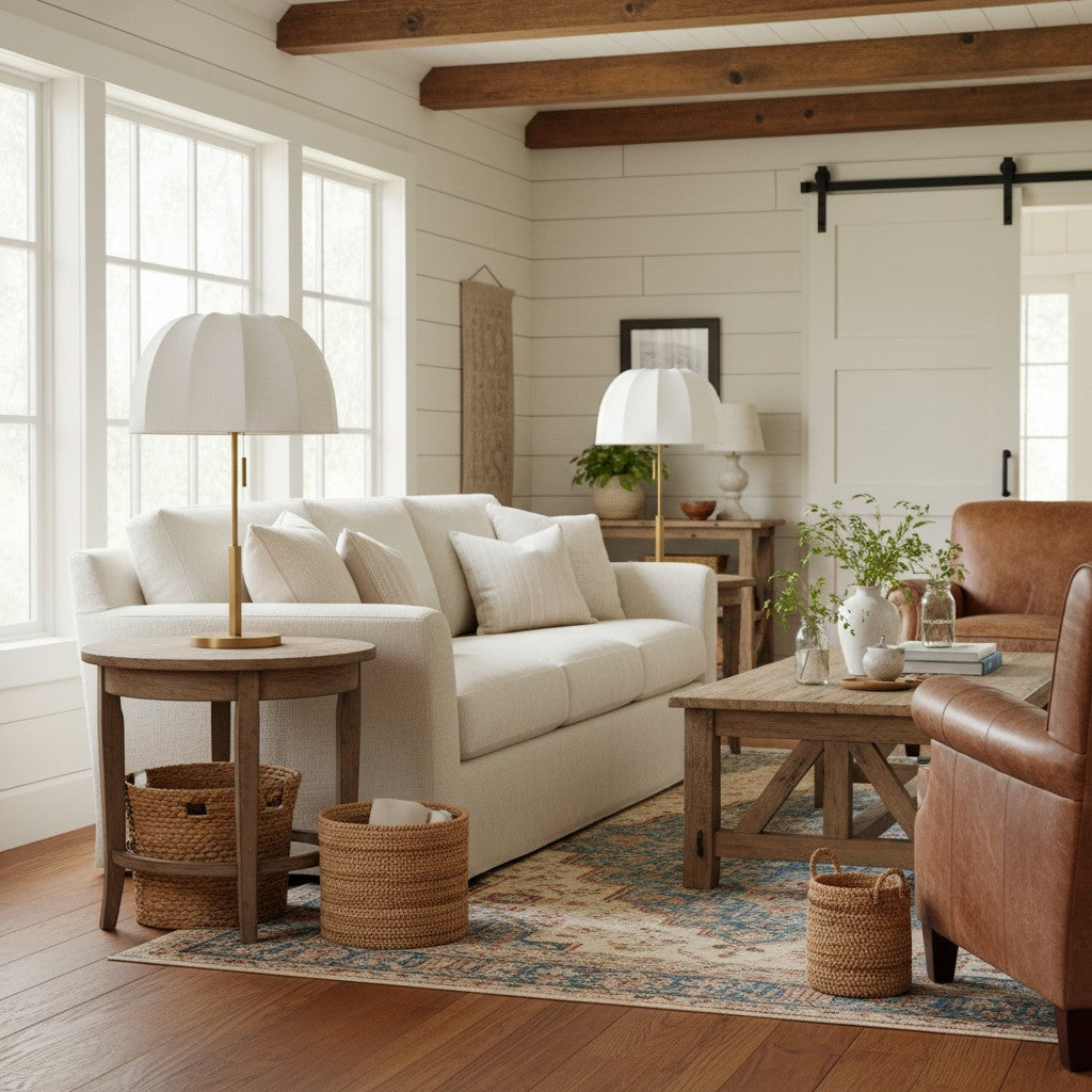 Vellaro Elegant Brass Table Lamp with Fabric Shade – Bedside Light for Contemporary Bedroom