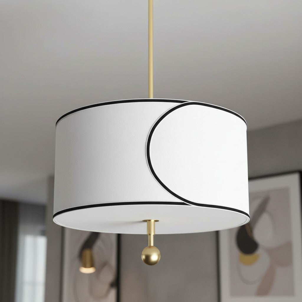 Roven 3-Light Drum Pendant Light – Modern Transitional Layered Fabric for Dining Room or Living Room