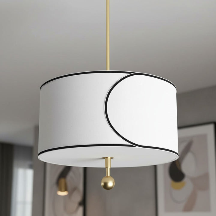 Roven 3-Light Drum Pendant Light – Modern Transitional Layered Fabric for Dining Room or Living Room