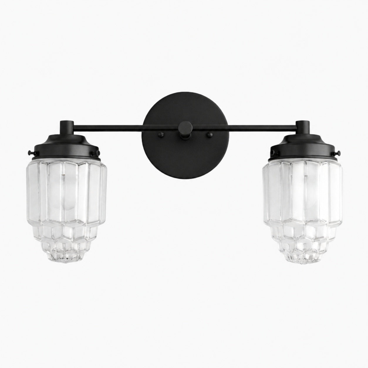 Tierlux Glass Vanity Light - Art Deco Bathroom Fixture with Skyscraper Shades