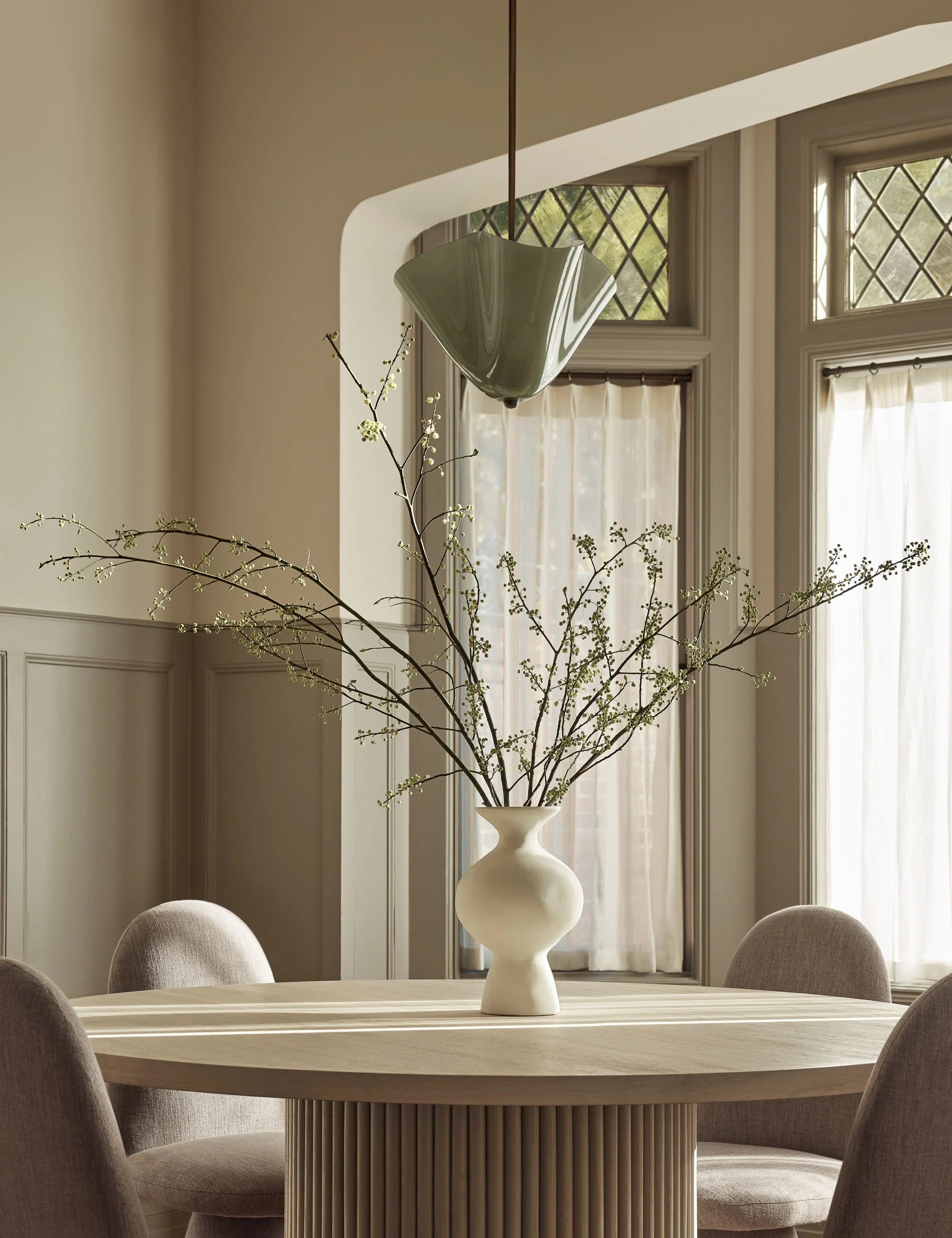 Bellina Radner Pendant Light – Colored Glass Shade with Brass Detail for Modern Spaces