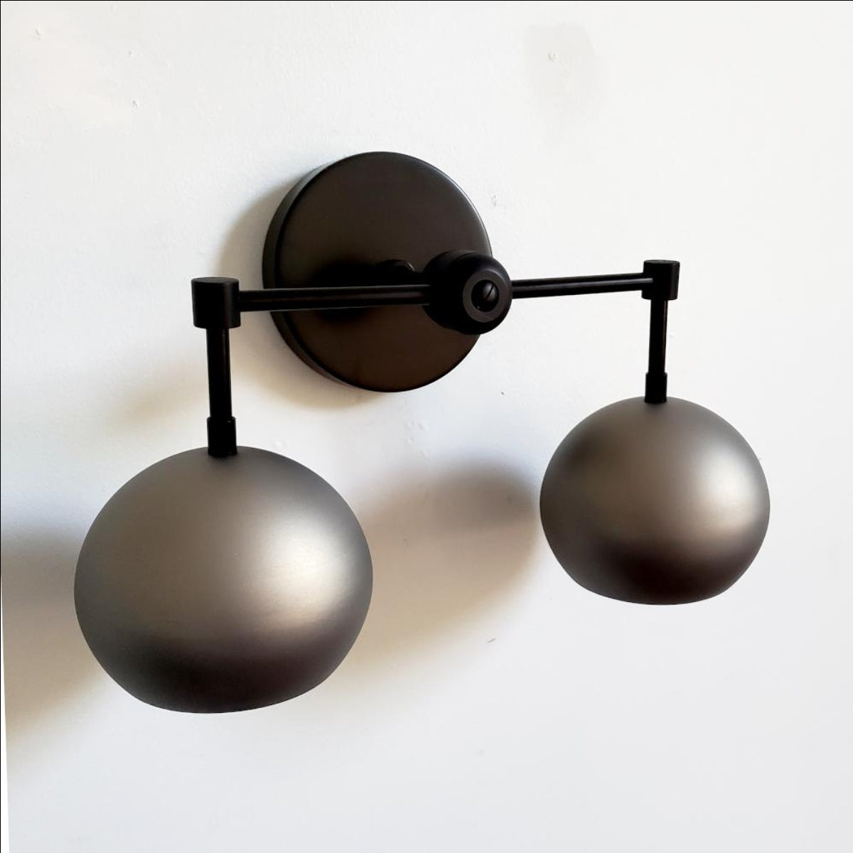 Steel Wall Sconce - Double Head Metal Silver Vanity Bathroom Wall Lamp