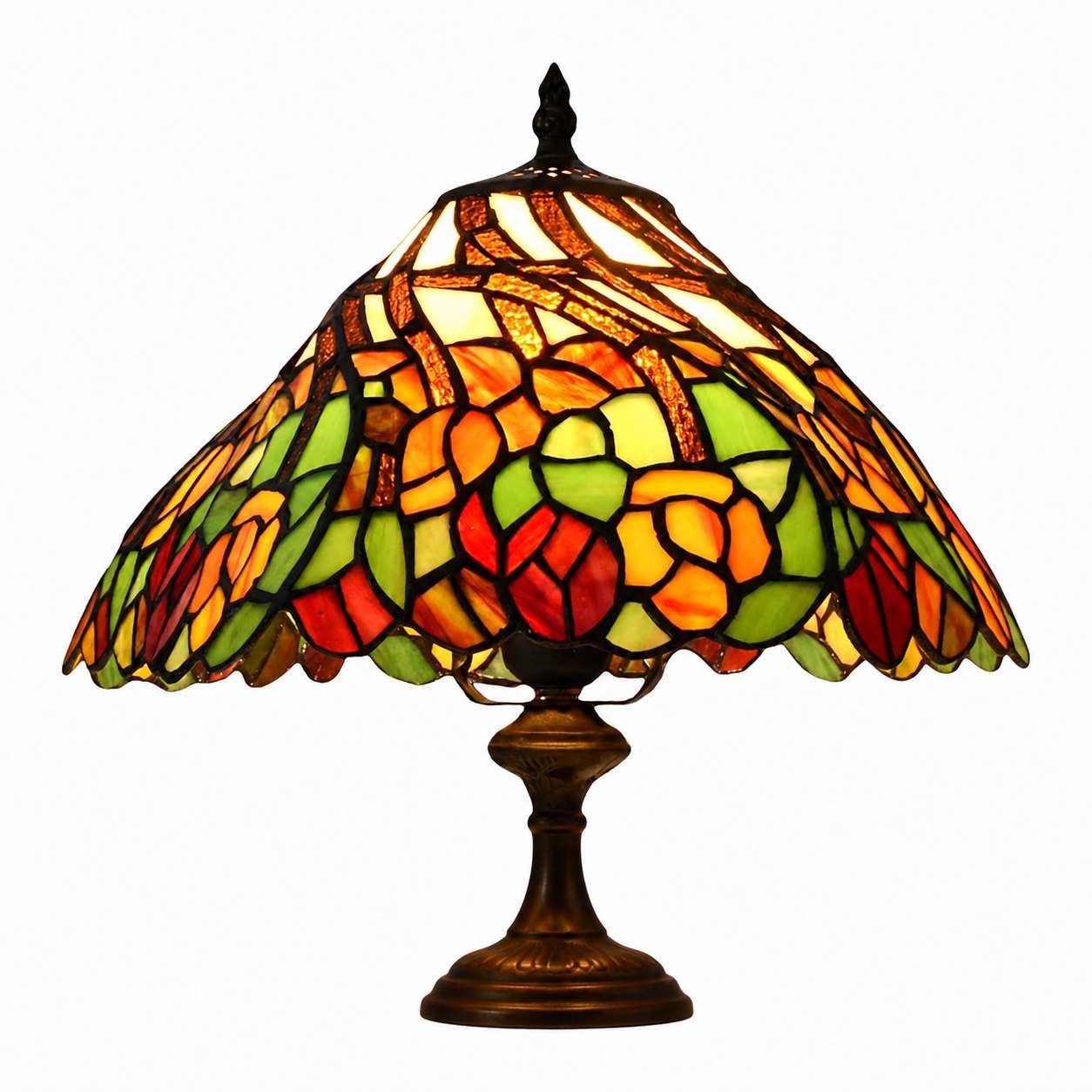 TF Sorenia Elegant Stained Glass Lamp - Handcrafted Tiffany Table Light for Home Interiors