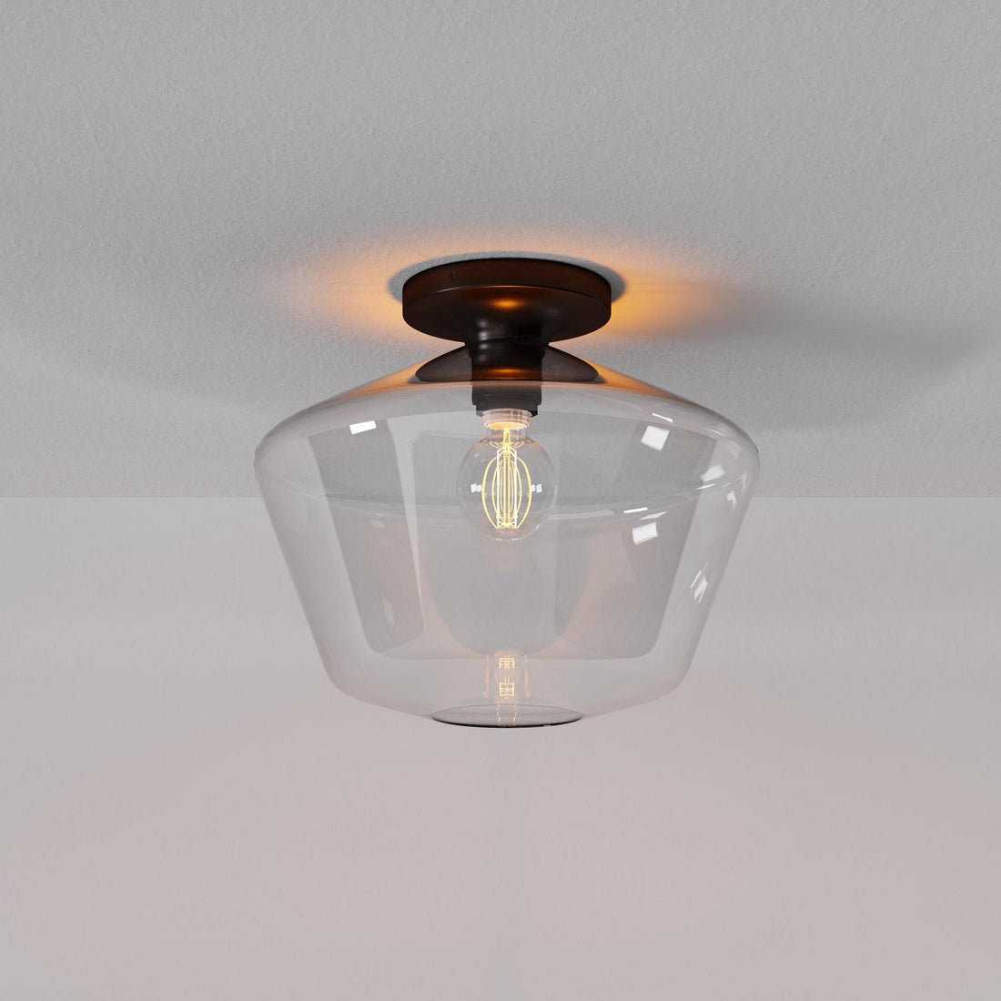 Merin Minimalist Sleek Geometric Glass Flushmount Light