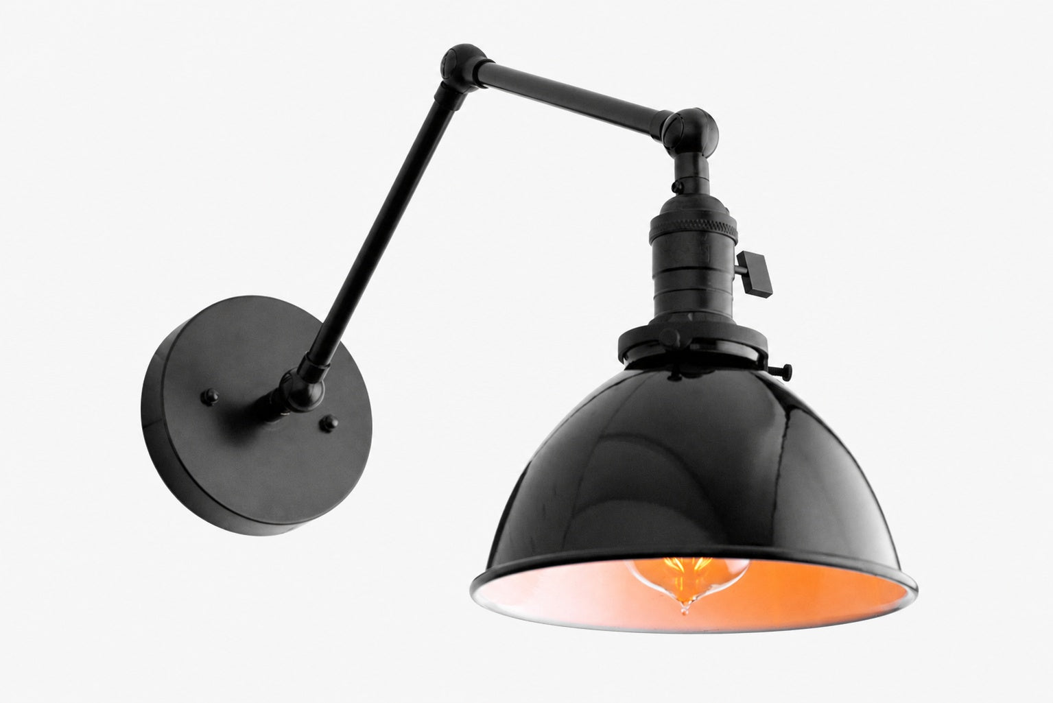 Conique Metal Vintage Industrial Swing Arm Wall Lamp - Adjustable Dome Shade for Study