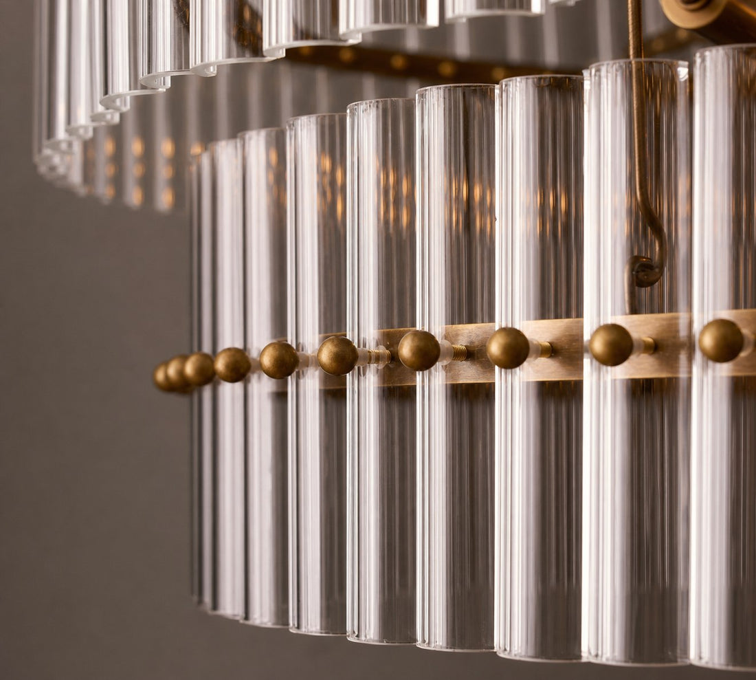 Lumora Crystal Pendant Light – Elegant Tumbled Brass & Cut Glass