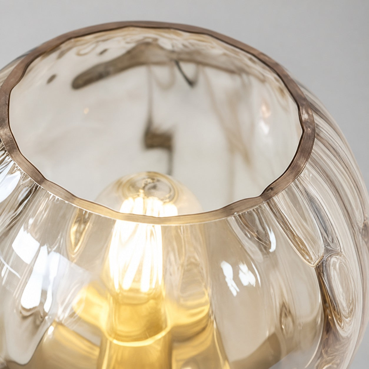 Tracian Modern Dimple Globe Table Lamp – Brass Ambient Decorative Lamp for Bedroom or Lounge