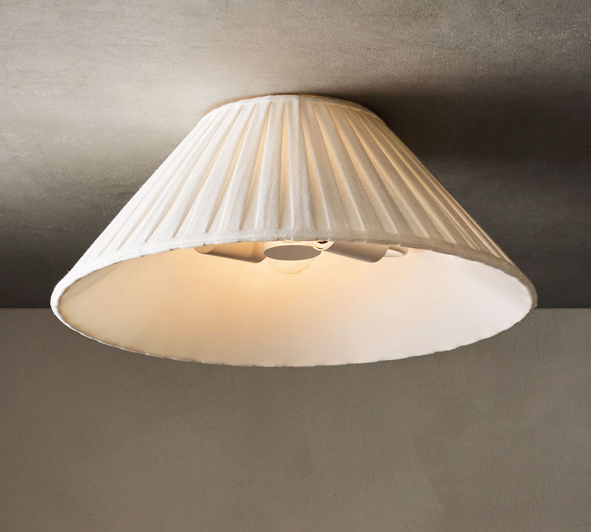 Luvora Pleated Shade Flush Mount - Fabric Round Design for Low Ceilings