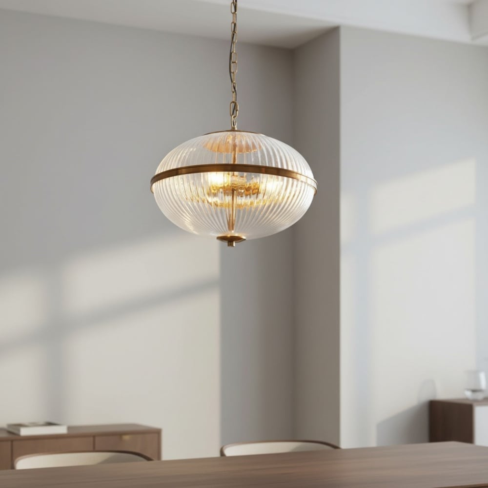 Luntra Contemporary Multi-Light Pendant with Textured Glass for Bedrooms and Hallways