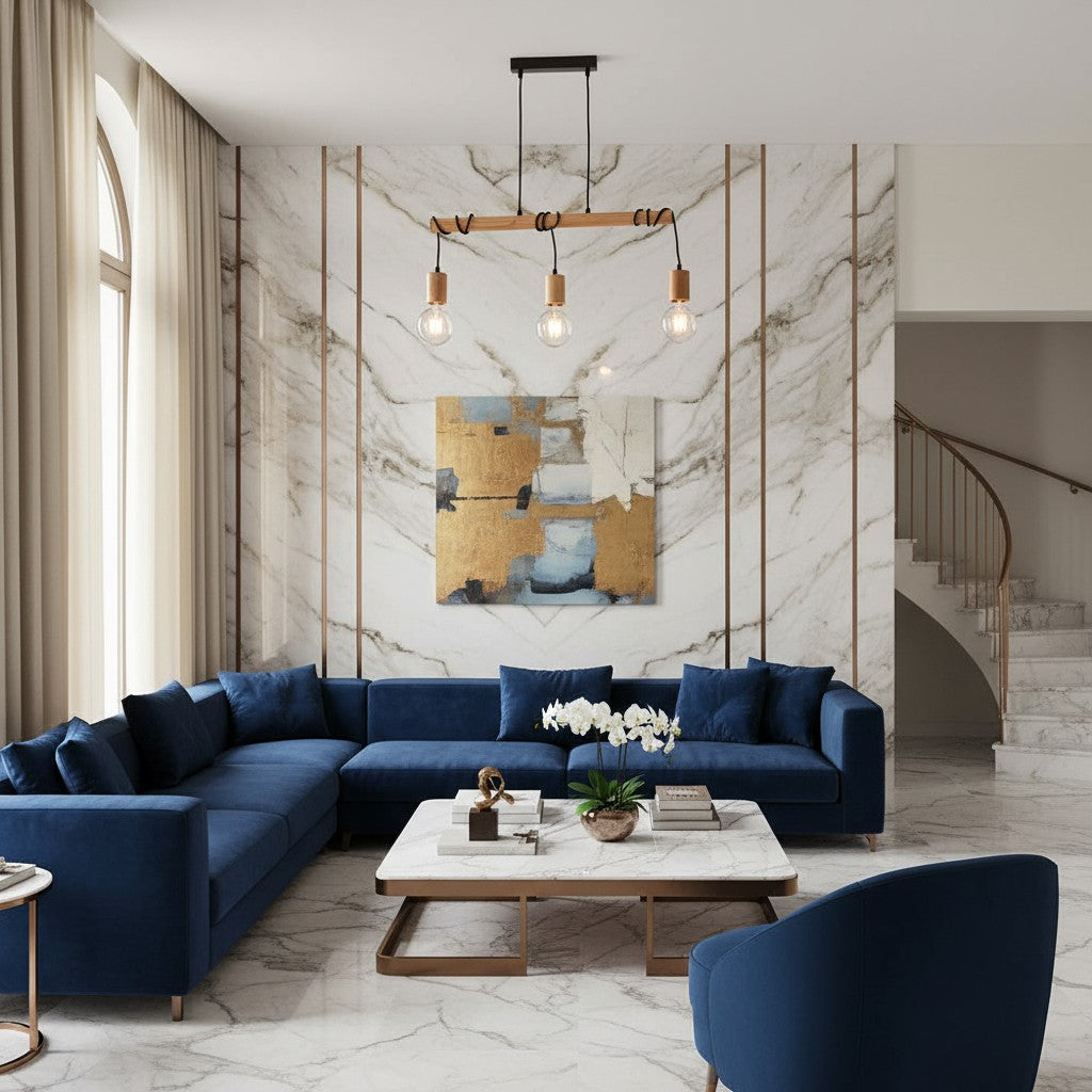 Virell Adjustable Linear Ceiling Light – 3‑Bulb Wooden and Metal Design for Kitchen Island or Office