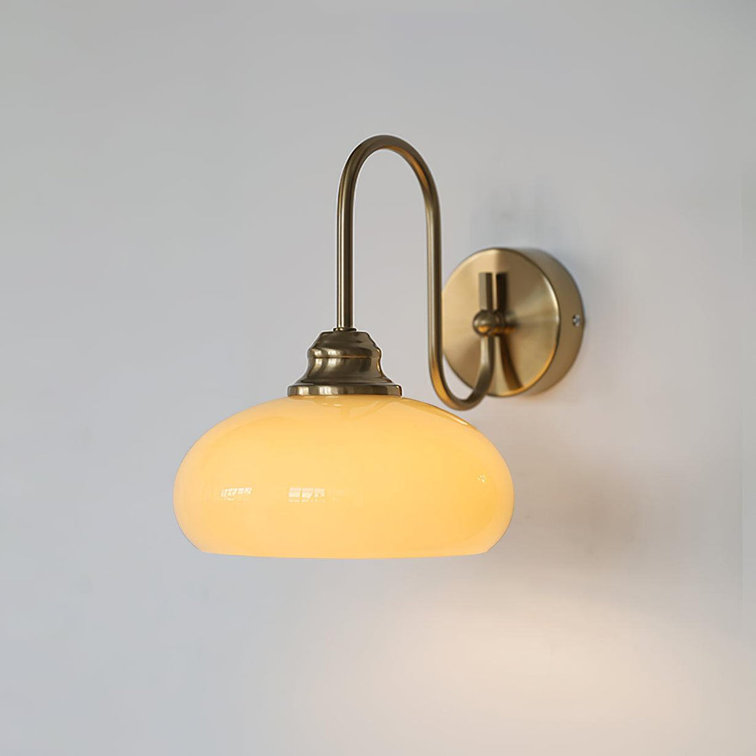 Bauhaus Wind Cream Glass Shade Metal Curved Pole Wall Sconce