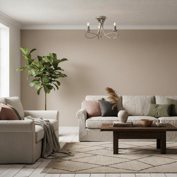 Foline 3-Light Ceiling Fixture with Sweeping Arms - Polished Nickel Semi-Flush for Dining or Entry