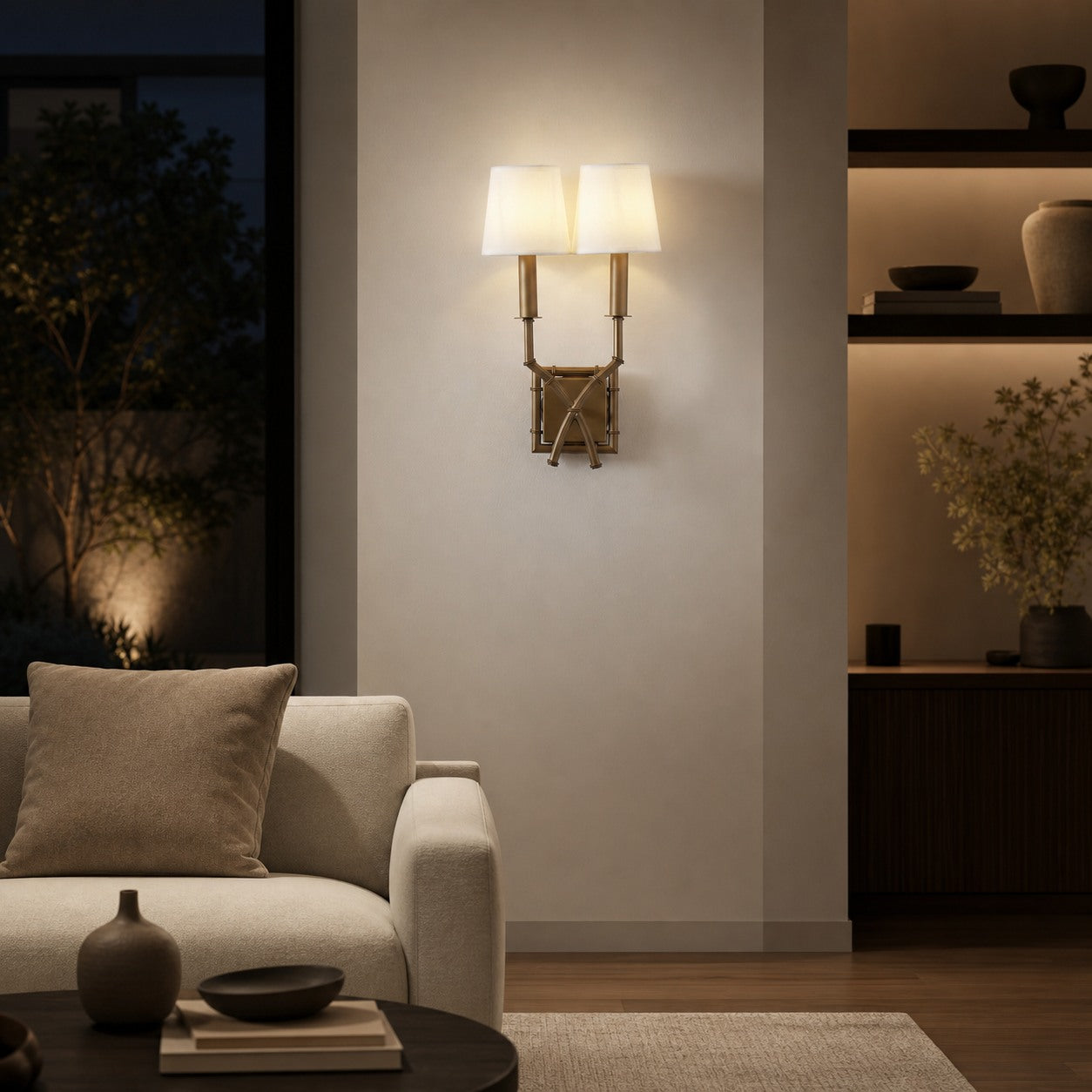 Double Arm Bamboo Sconce