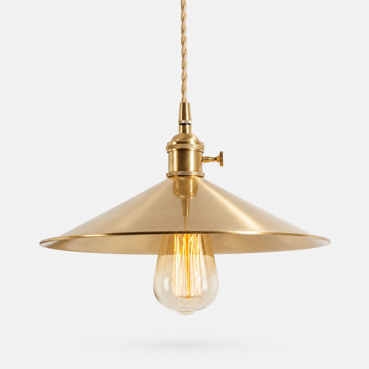 Wide Disc brass pendant light