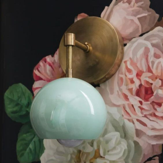 Vintage Inspired Spring Green Globe Wall Sconce