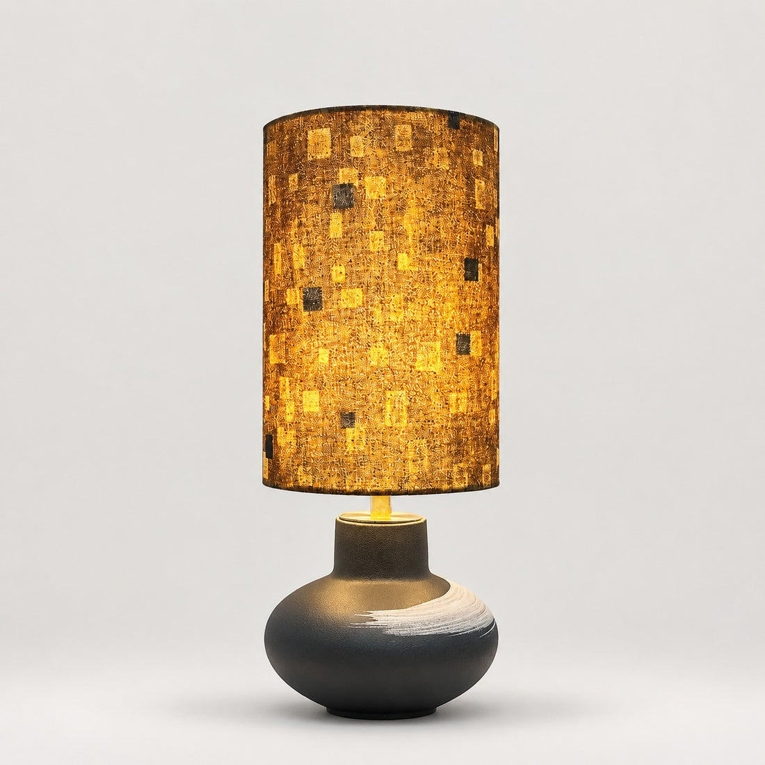 Handcrafted Speckled Fabric Shade Ceramic Table Lamp