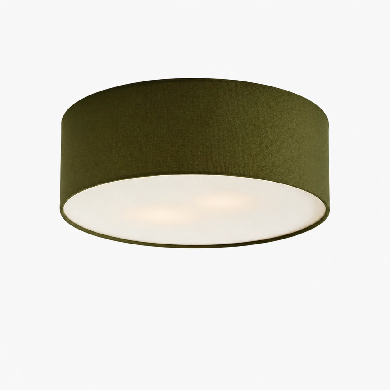 Dumora Linen Drum Ceiling Light - Flush Mount Iron Fixture with Fabric Shade