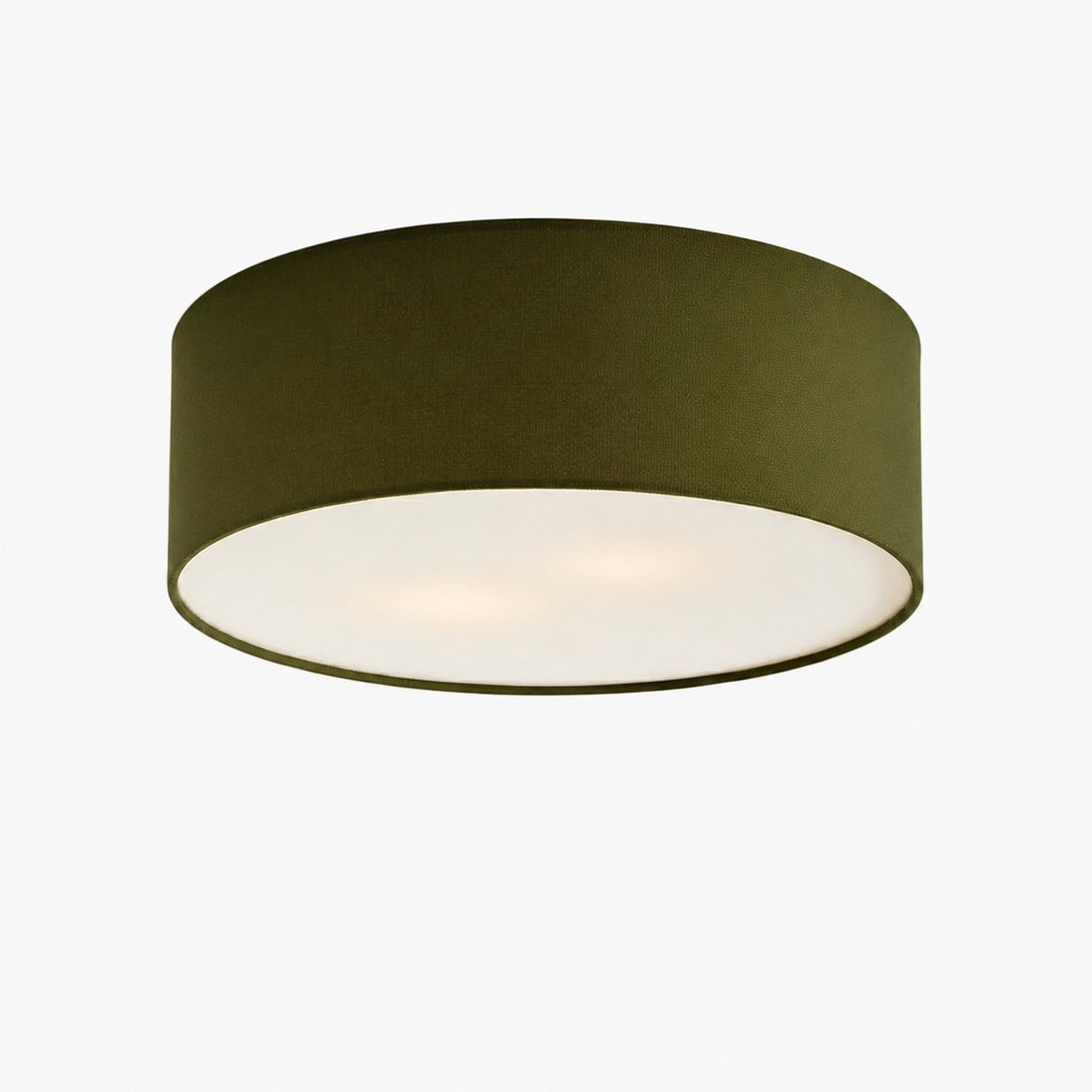 Dumora Linen Drum Ceiling Light - Flush Mount Iron Fixture with Fabric Shade