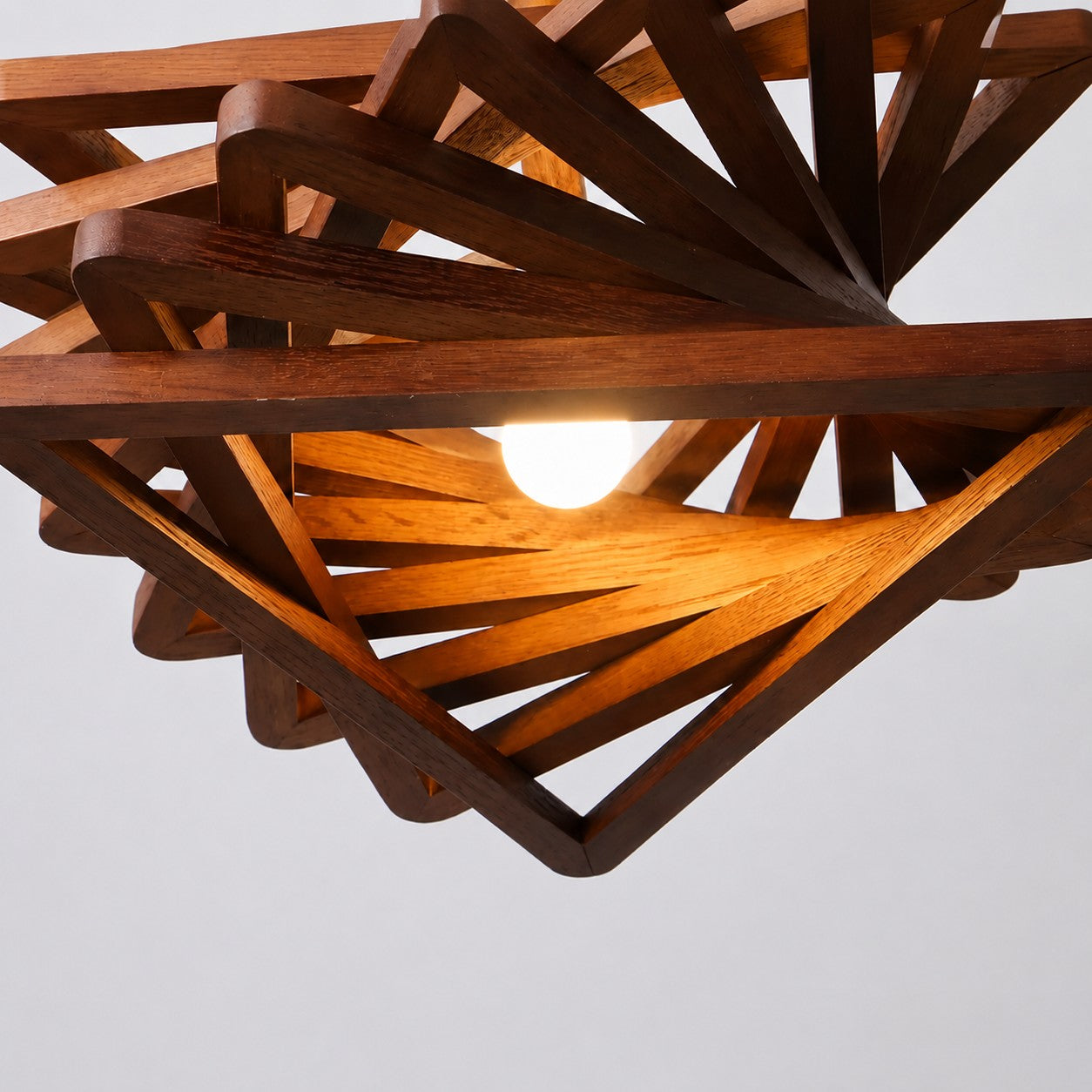 Walnut wood slatted shade detail