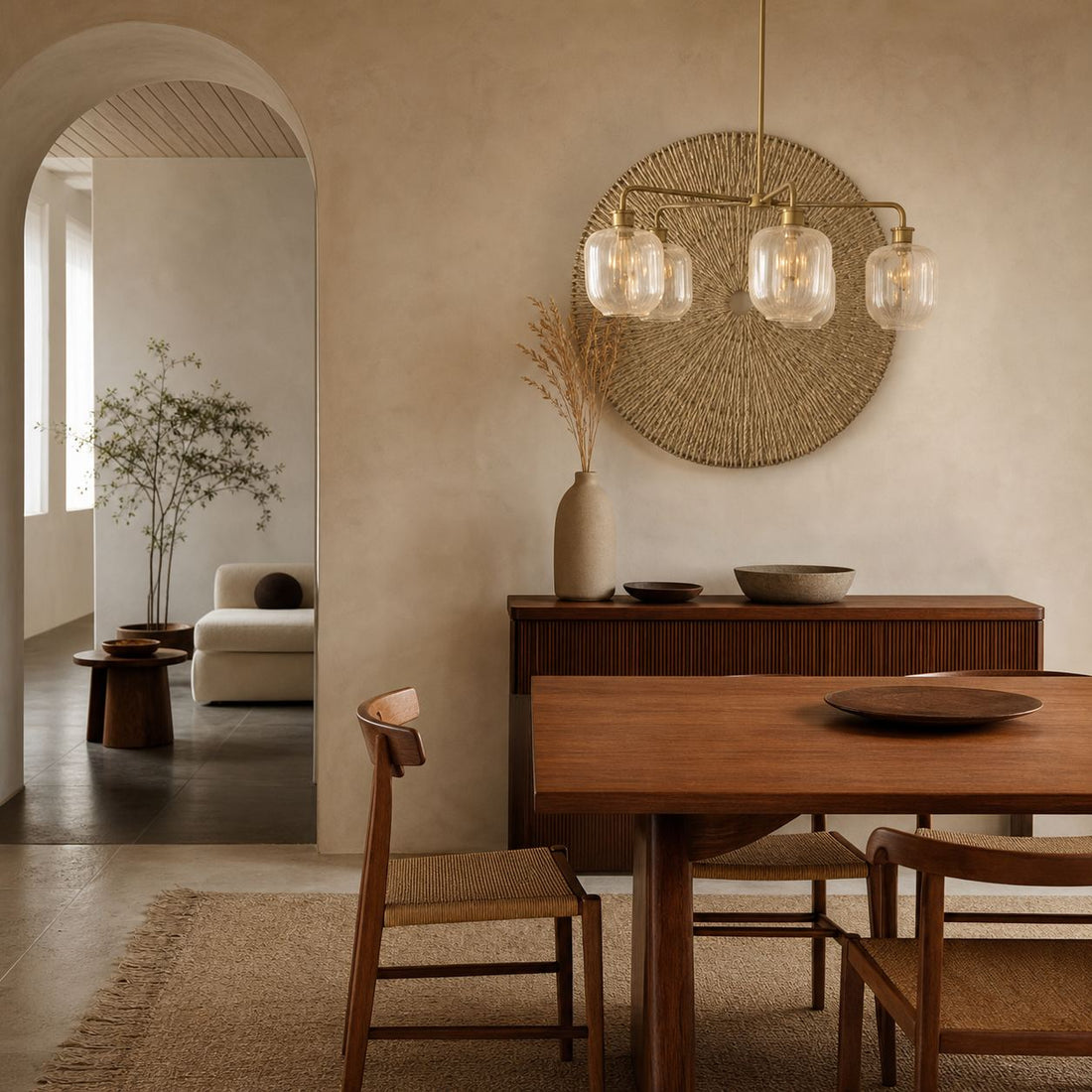 Lumivelle 5-Light Pebble Chandelier - Modern Glass Pendant Lighting