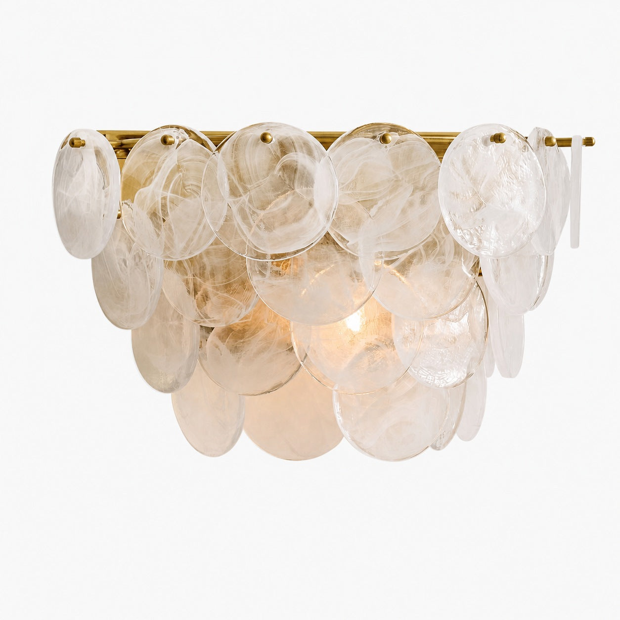 Sevra Cascading Glass Disc Wall Sconce - Metal Vintage Brass Finish Lighting