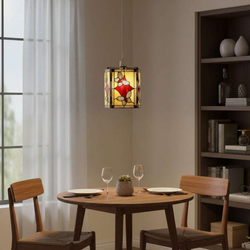 TF Butterfly Pendant Lamp - Artistic Stained Glass Pendant Light for Living Room or Bedroom