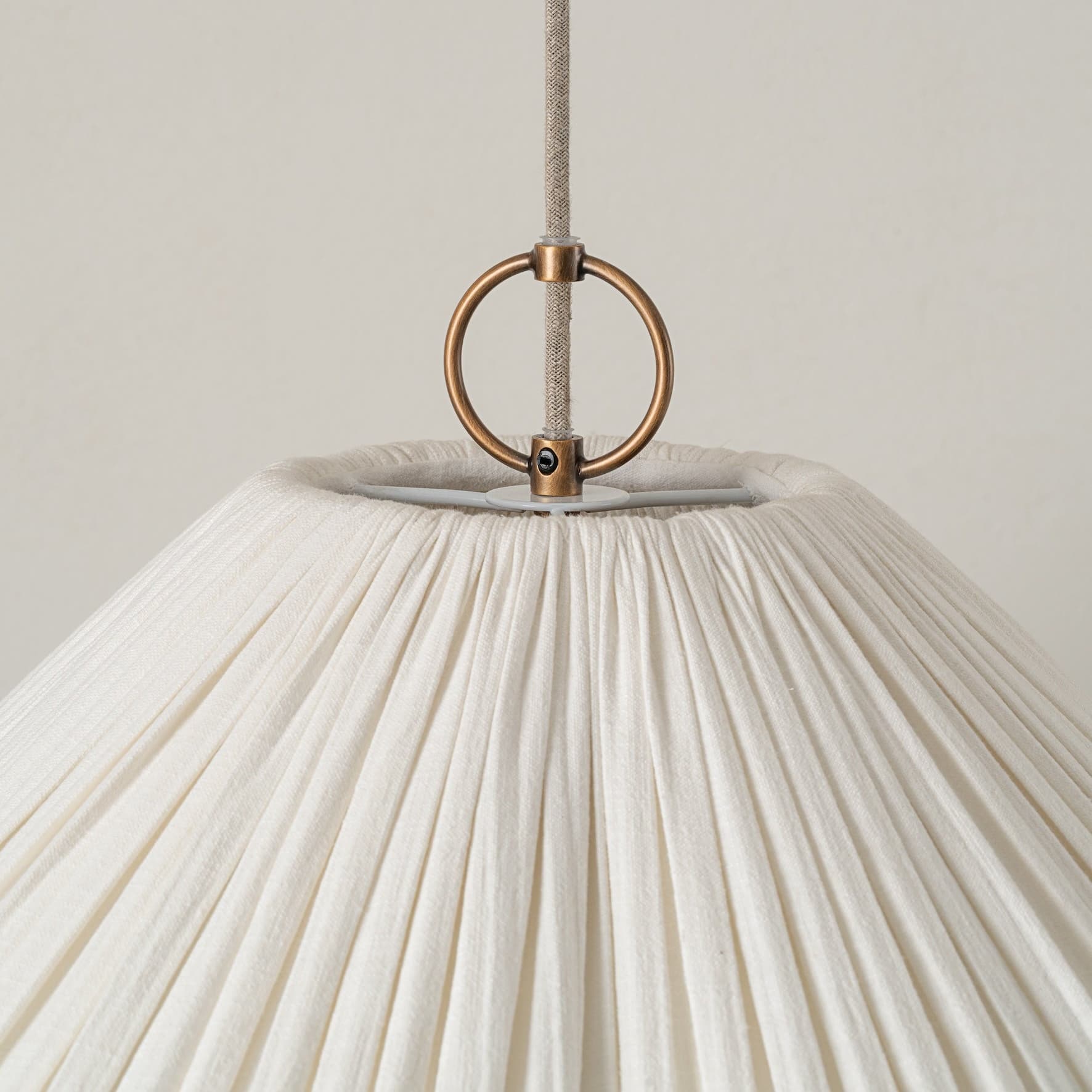 Blossine Linen Scalloped Pendant Light - Layered Shade and Metal Canopy Rustic to Modern