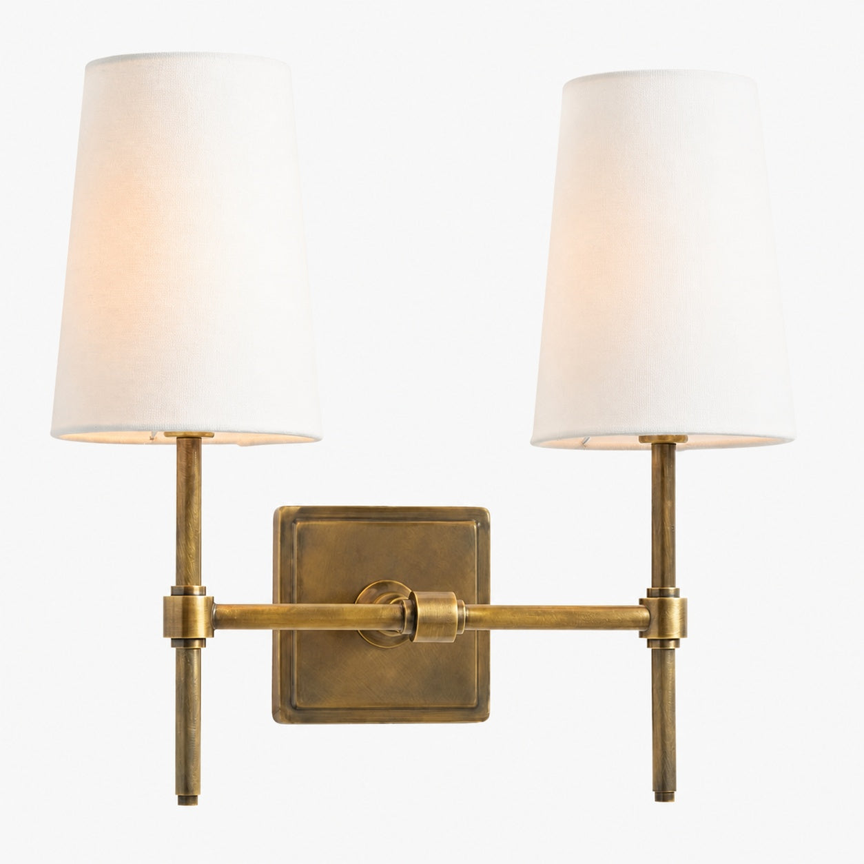 Derlina White Linen Shades Wall Lamp – Retro Metal Multi-Head Lighting Fixture