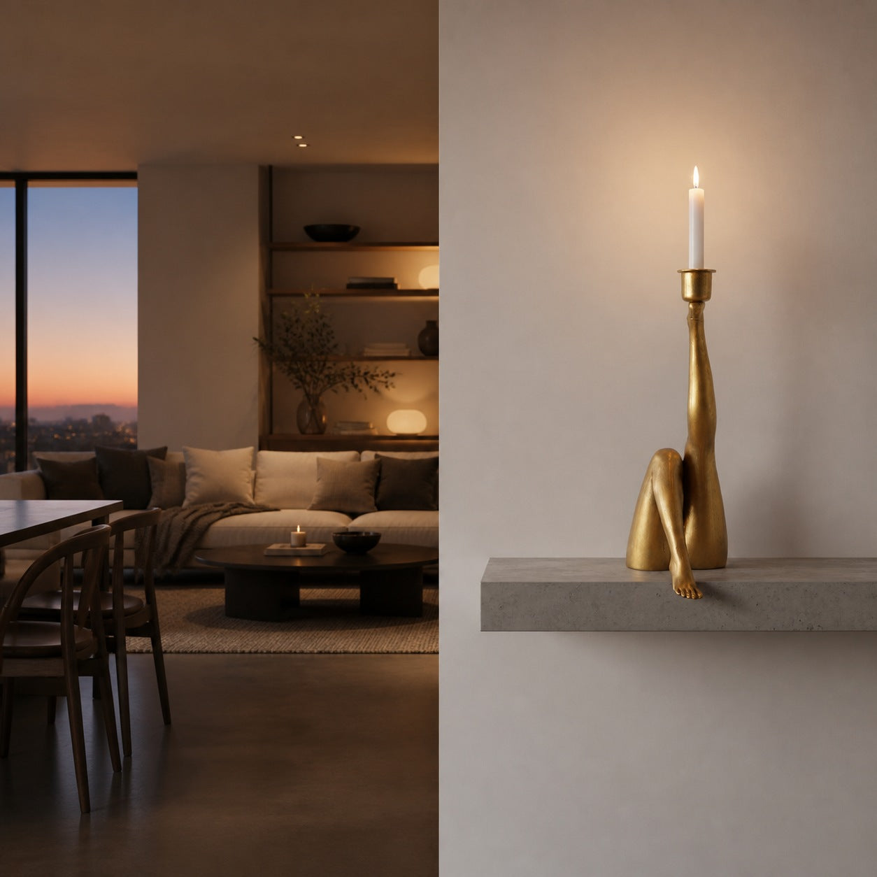 Kickra Modern Designer Candle Holder with Gold Leg-Inspired Base U22