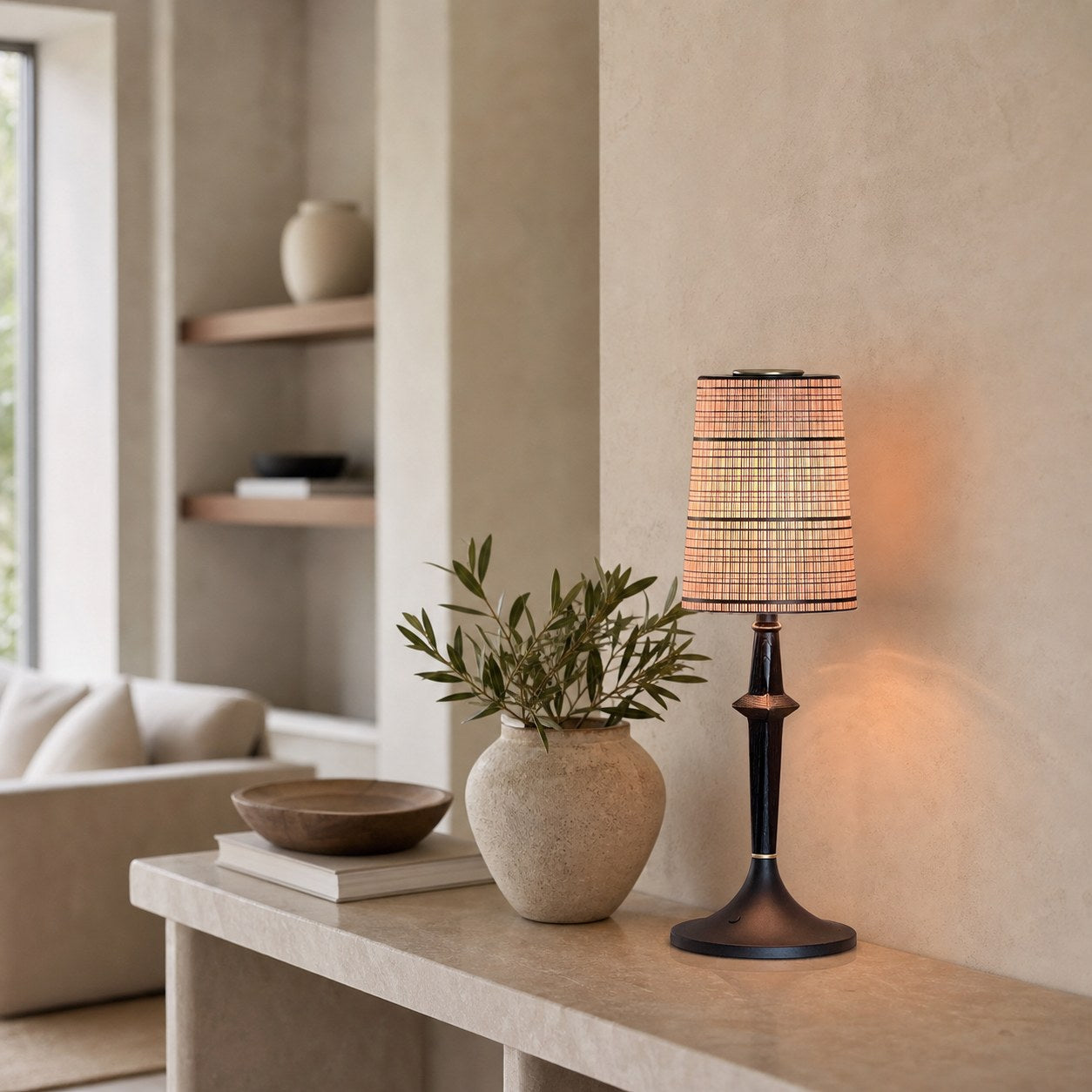 Devon Black Table Lamp (Built-in Battery)