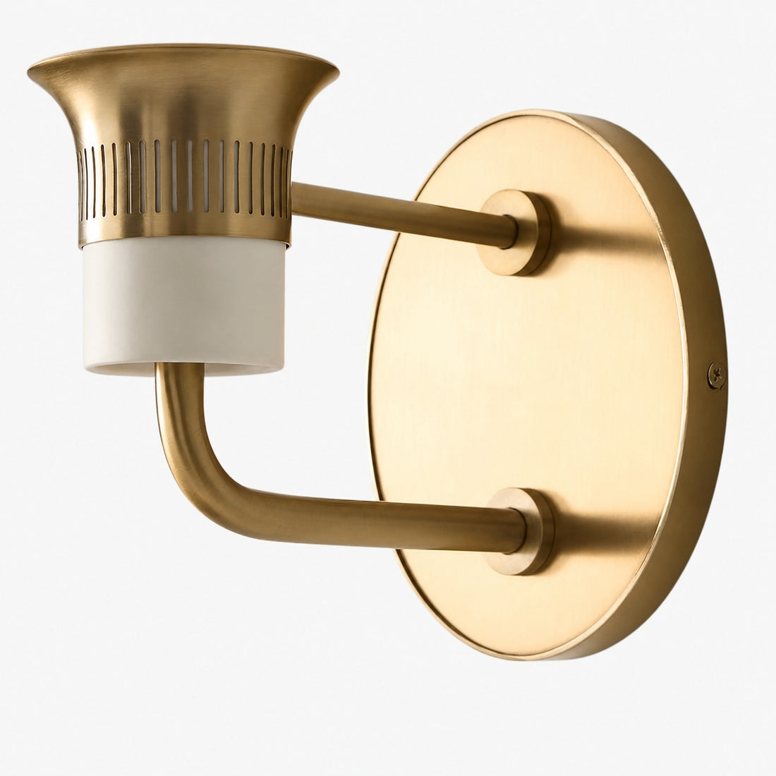 Calvor Champagne Bronze Sconce – Porcelain Ivory Shade Hardwired Wall Light