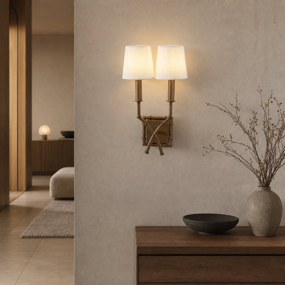 Double Arm Bamboo Sconce