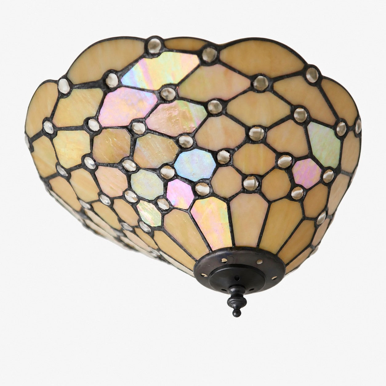 TF Pearl Handcrafted Tiffany Ceiling Light – Art Deco Stained Glass Light for Hallway or Living Room