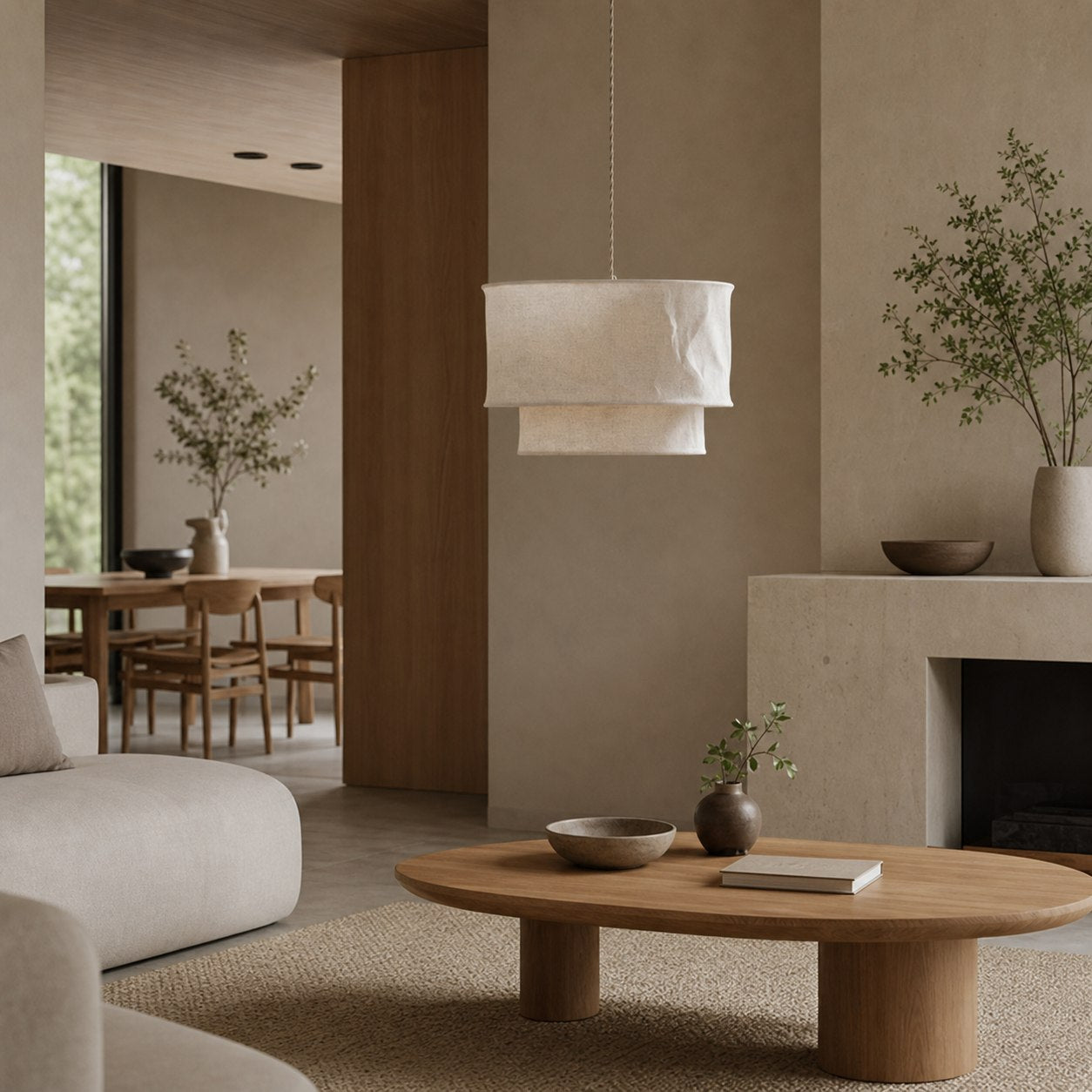 Aeroloom Organic Texture Pendant Lamp - Soft Layered Fabric Shade Modern Decorative Lighting for Any Room