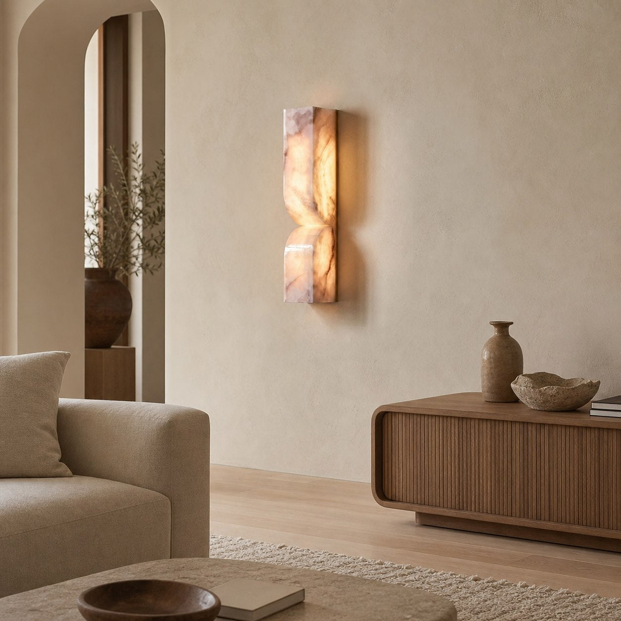 Modern Rectangular Alabaster Wall Lamp – Minimalist Sconce for Bedroom Hallway Living Room