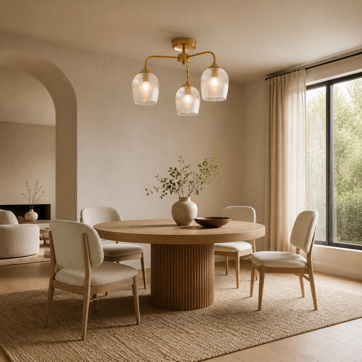 Brazara Multi-Light Glass Shade Pendant Lamp – Curved Metal Arms for Modern Homes