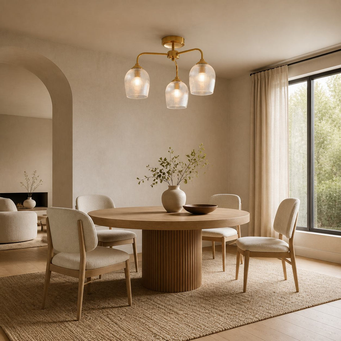Brazara Multi-Light Glass Shade Pendant Lamp – Curved Metal Arms for Modern Homes