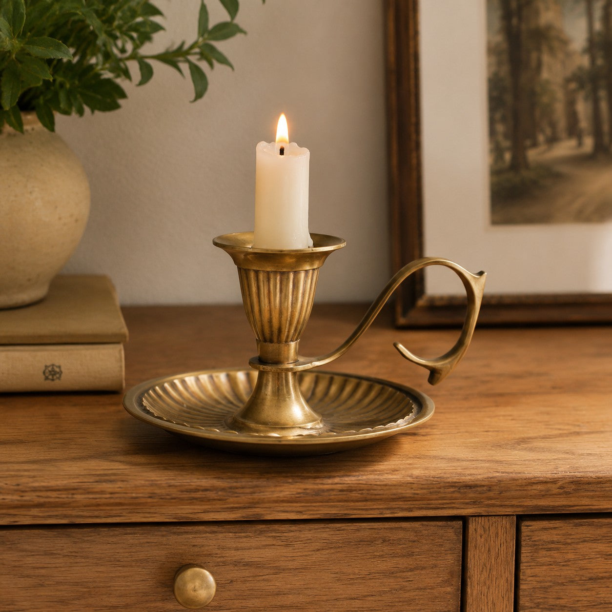 Aura Brass Candlestick Holder