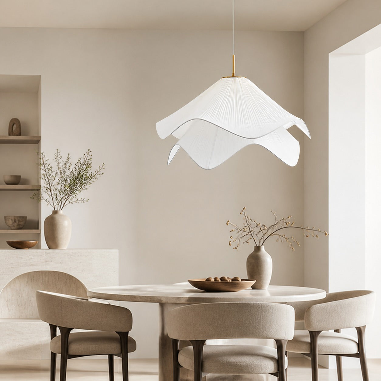 Ethereal Bloom French Floral Pleated Fabric Pendant Light