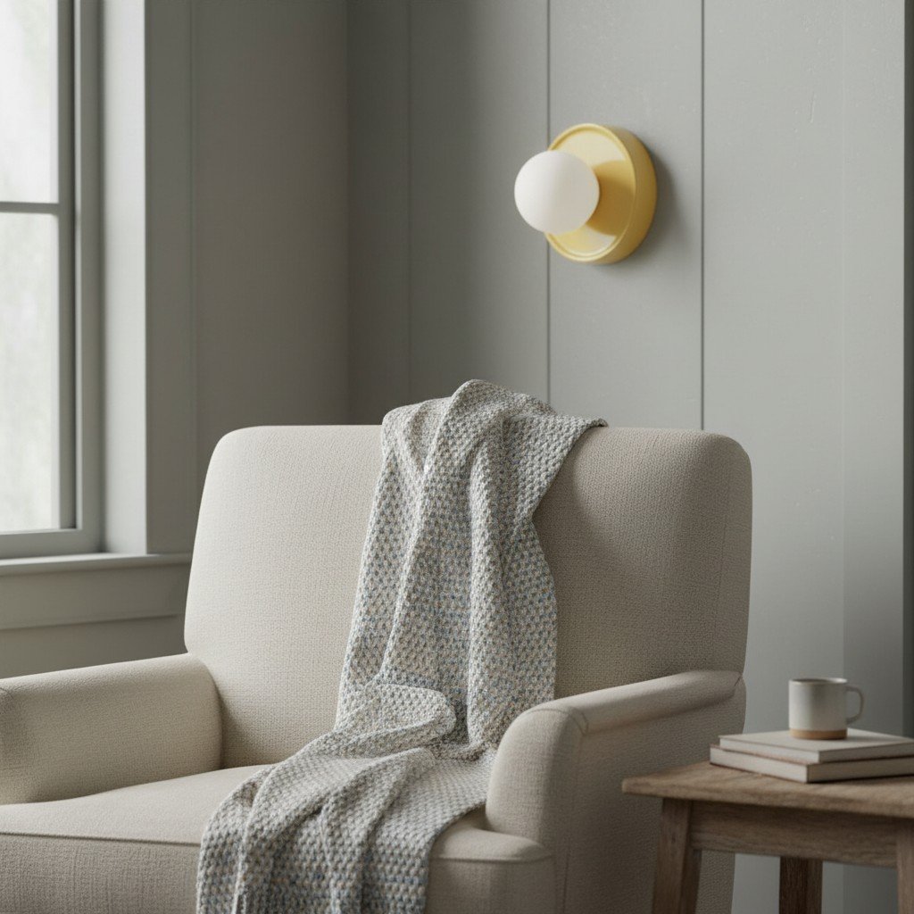 Solna Round Glass Wall Sconce with Ceramic Base-Minimalist Lighting for Bedroom or Hallway