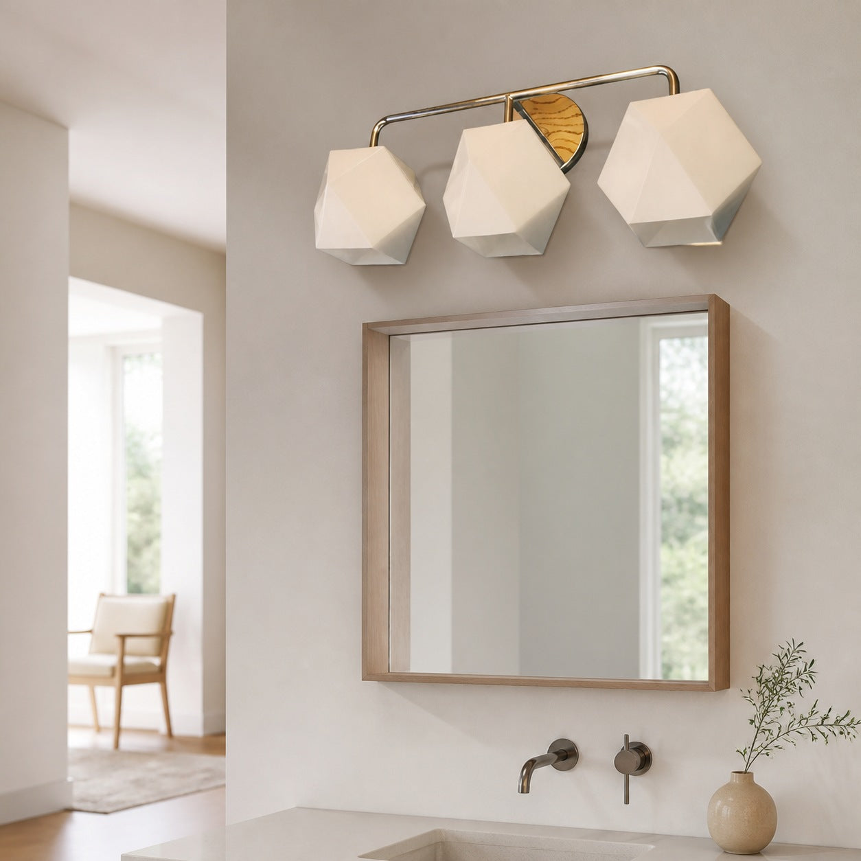 Talvior Geometric Modern Bathroom Sconce - Faceted Shade Light in Luxe Finishes
