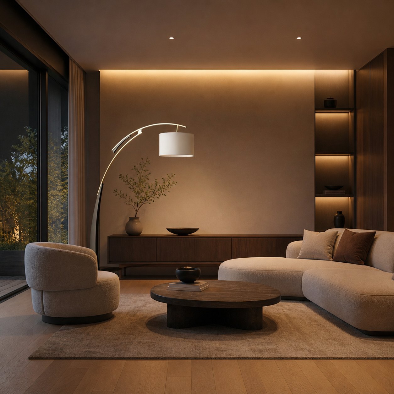 AstraLoop Modern Arc Fabric Floor Lamp - Elegant Sleek Curved Metal Design for Interiors