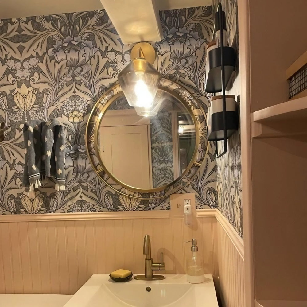 Sculptural Glass Geo Sconce - Modern Bathroom Mirror Globe Wall Light