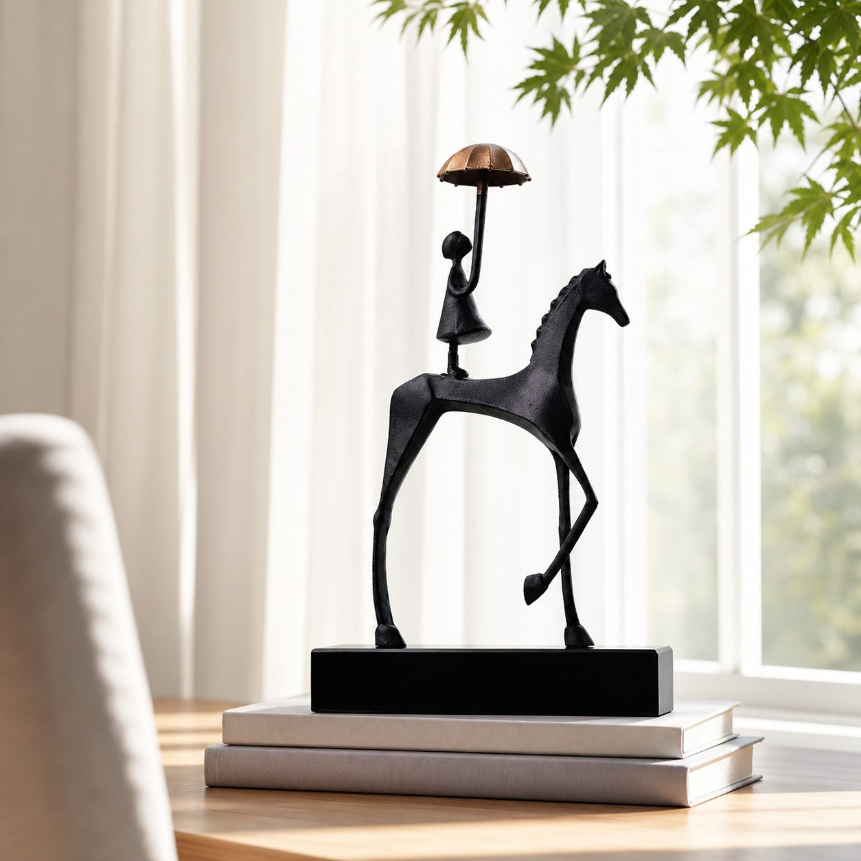 Equora sculptural horse figurines in a warm interior